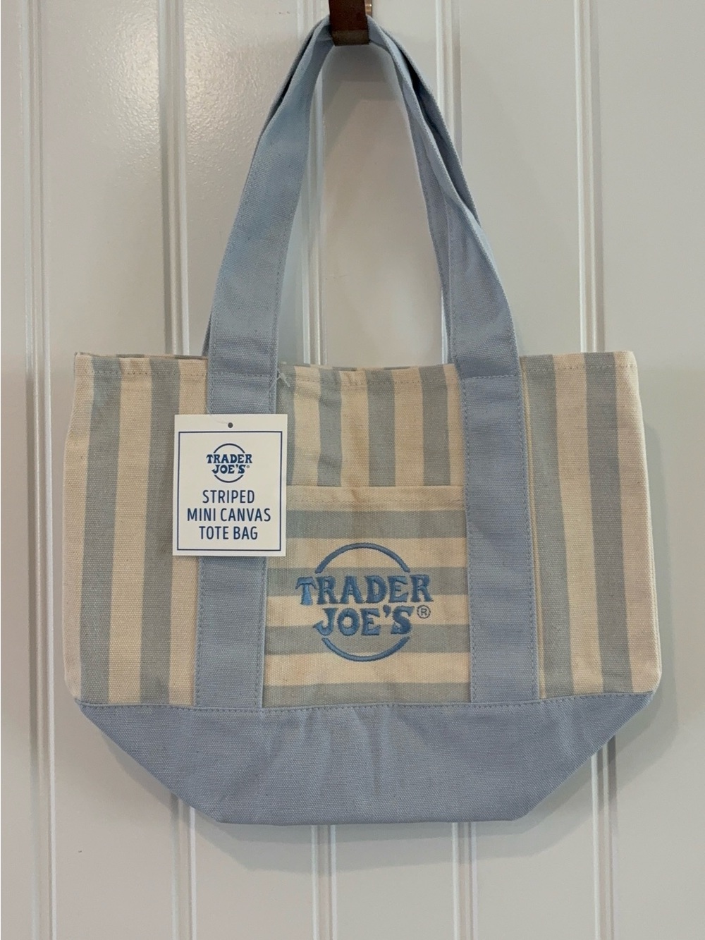 New 2026 Limited Edition Trader Joe's Striped Mini Canvas Tote Bag